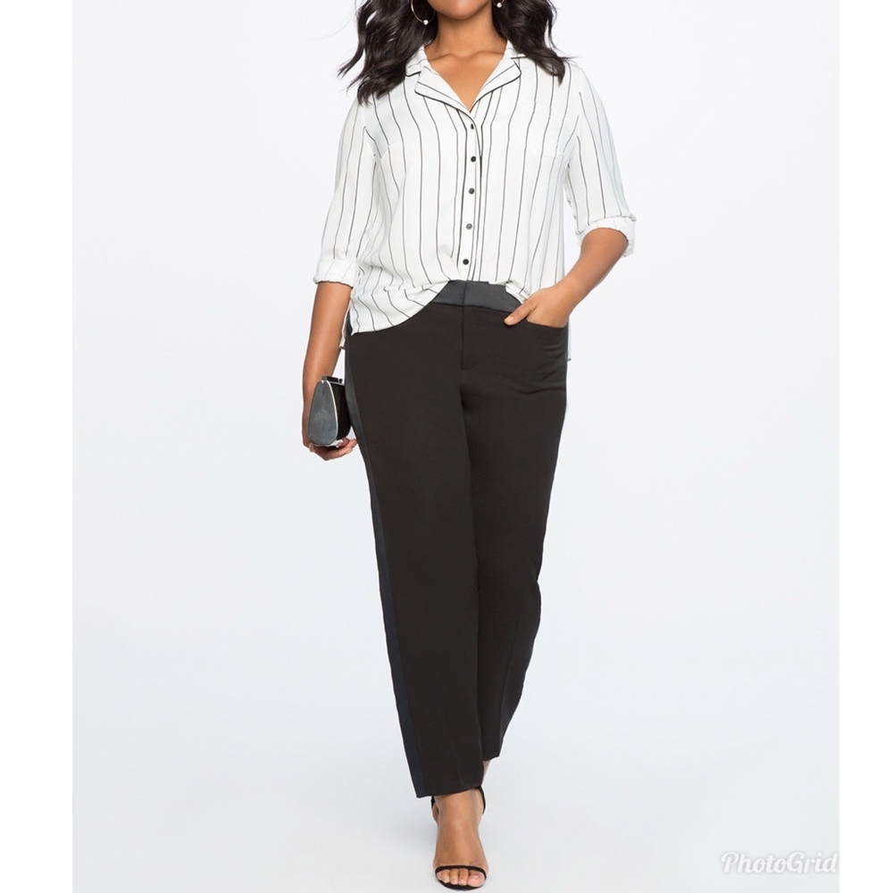 NWT Eloquii Black/White stripe top Sz 14